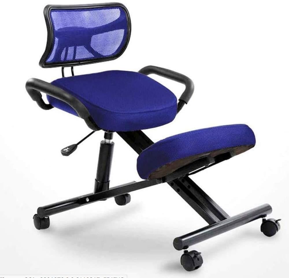 Ergonomic Kneeling Chair for Better Posture, Rocking Stool for Bad Backs - Height Adjustable & Rotatable Office Desk Chair for Home & Office(Blue Net)
