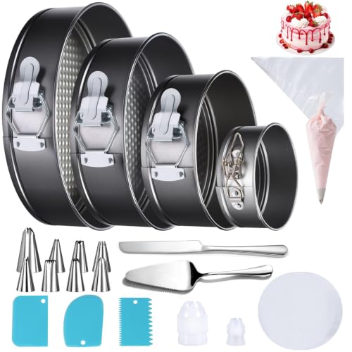BEWOS Springform-Backform-Set 139-Teilig – 11/18/23/26 cm Antihaftbeschichtete Kuchenbackformen, Spülmaschinenfest, inklusive Backpapier… – Ansicht 1