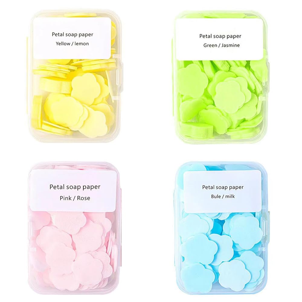 4 Boxes Portable Travel Hand Soap Sheets, Disposable Soluble Paper Soap