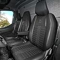 LUCARO Sitzbezüge Auto Set Tornado für enault Renault Master 4, Nissan Interstar 3 Schwarz Rückenlehne und Sitzfläche geteilt - Auto Sitzbezüge Strapazierfähig, Komfortstoff & Kunstleder