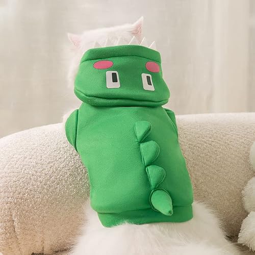 Pet Funny Hoodie Ugly Christmas Sweater Cold Weather Warm Coat For Puppy Small Dog Halloween Party Costume Cute Hoodie (Small, Green Dinosaur) #TOP7