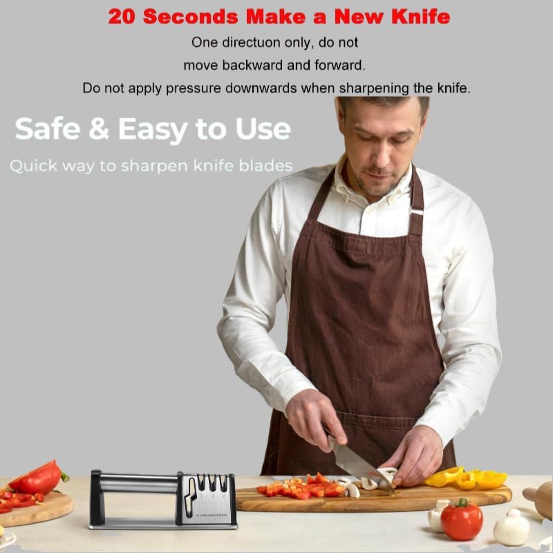 Miniatura 7 de Afiladores de cuchillos, 4 en 1, accesorios de cuchillos de cocina de chef, herramienta de afilado de cuchillas y tijeras, afilador de cuchillos