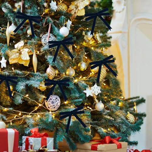 Image of Tsorode 25 Yards Velvet Ribbon for Christmas Tree Gift Wrapping,3 /8 Inch (Navy, 3 /8 inch)