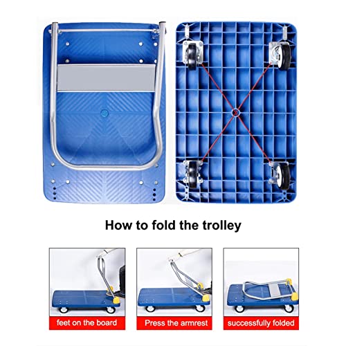 Carrello piatto portatile resistente con ruote girevoli antiscivolo, ideale per casa, viaggi e traslochi, funzionamento silenzioso per una facile conservazione
