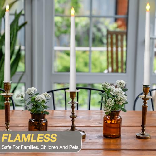 Image of Tuanse 108 Pack Flameless Flicker Taper Candles Bulk with Remote and Timer, Battery Operated LED Warm White Taper Candles Light for Home Wedding Decoration Gifts (White,11 Inch)