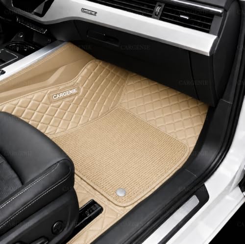 Image of 7D Car Floor Mats for Mahindra 3XO EV 2026 | Beige | Waterproof | Anti-Slip | PU Leather | Full Coverage | All Weather | Custom Fitted 7D Car Foot Mats