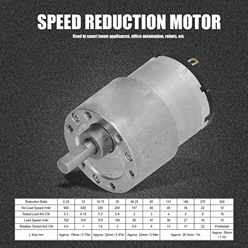 Getriebemotor, DC 12 V Getriebemotor CW CCW Geschwindigkeitsreduzierung Kupferdrahtmotor mit 6 Mm D-Welle JGB37-520, Elektrische Lüftermotoren (600RPM)