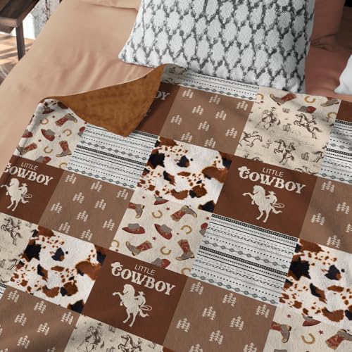 Image of Western Baby Blanket, Cowboy Minky Blankets for Boys Girls, Nursery Room Decor, Soft Warm Lightweight Nursery Bed Blanket for Newborn Toddlers Son Daughter (10)