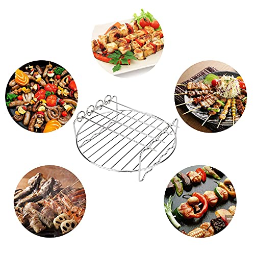 Air Fryer Rack Air Fryer Accessories 8'' Set Of 3 Multipurpose Double Layer Rack With Skewer Round Cooking Rack Toast Rack Compatible With Xl Air Fryer #TOP1