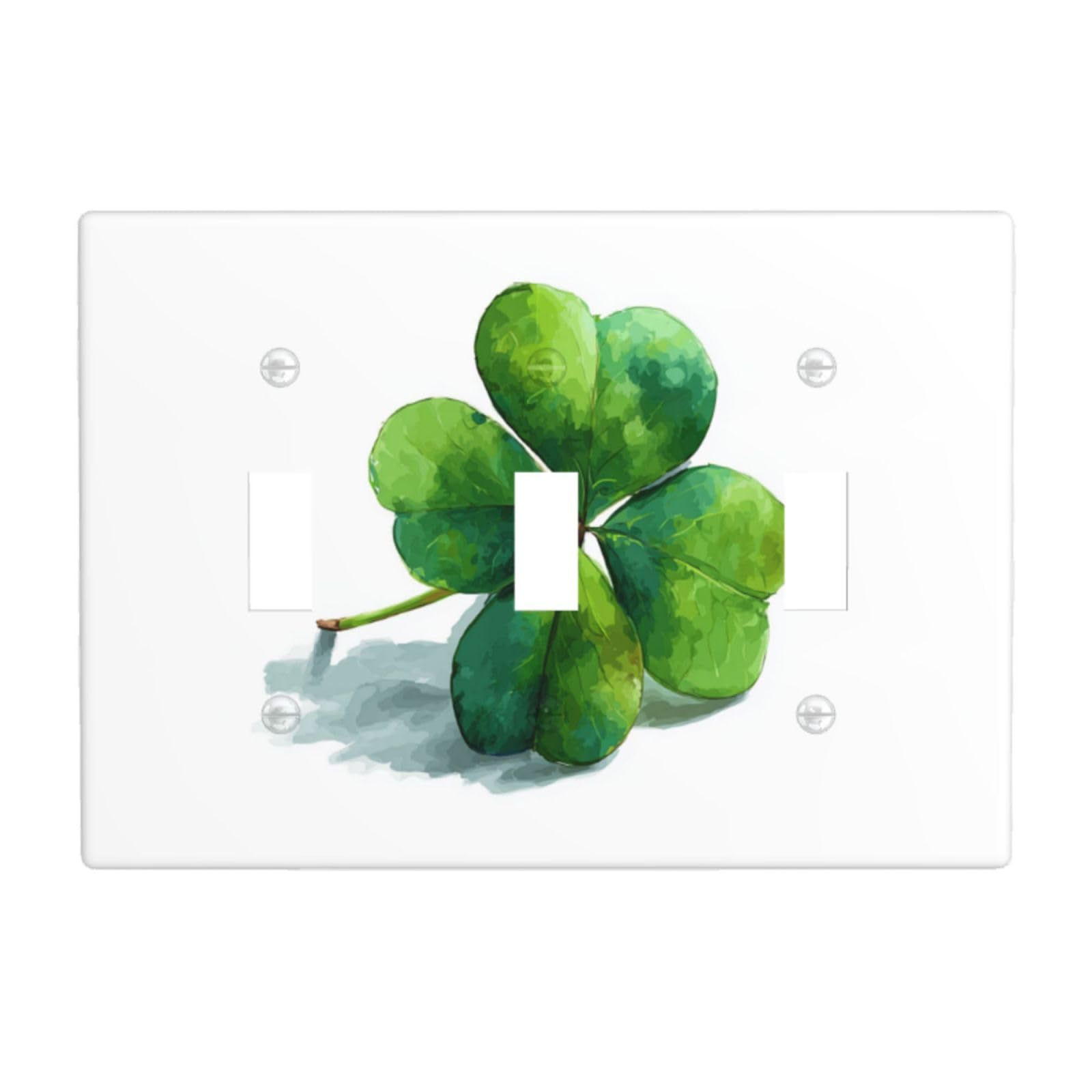 Happy St. Patrick's Day with A Shamrock Light Switch Covers 3 Gang Triple Toggle Wall Plate Switchplate Electrical Faceplate for Bathroom Kitchen Bedroom Decor