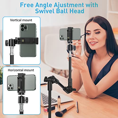 Webcam Stand Camera Mount with Phone Holder, 25 Inch Foldable Flexible Gooseneck Cell Phone Clamp & Table Projector Mount, for Logitech C922 C930e... - Image 5