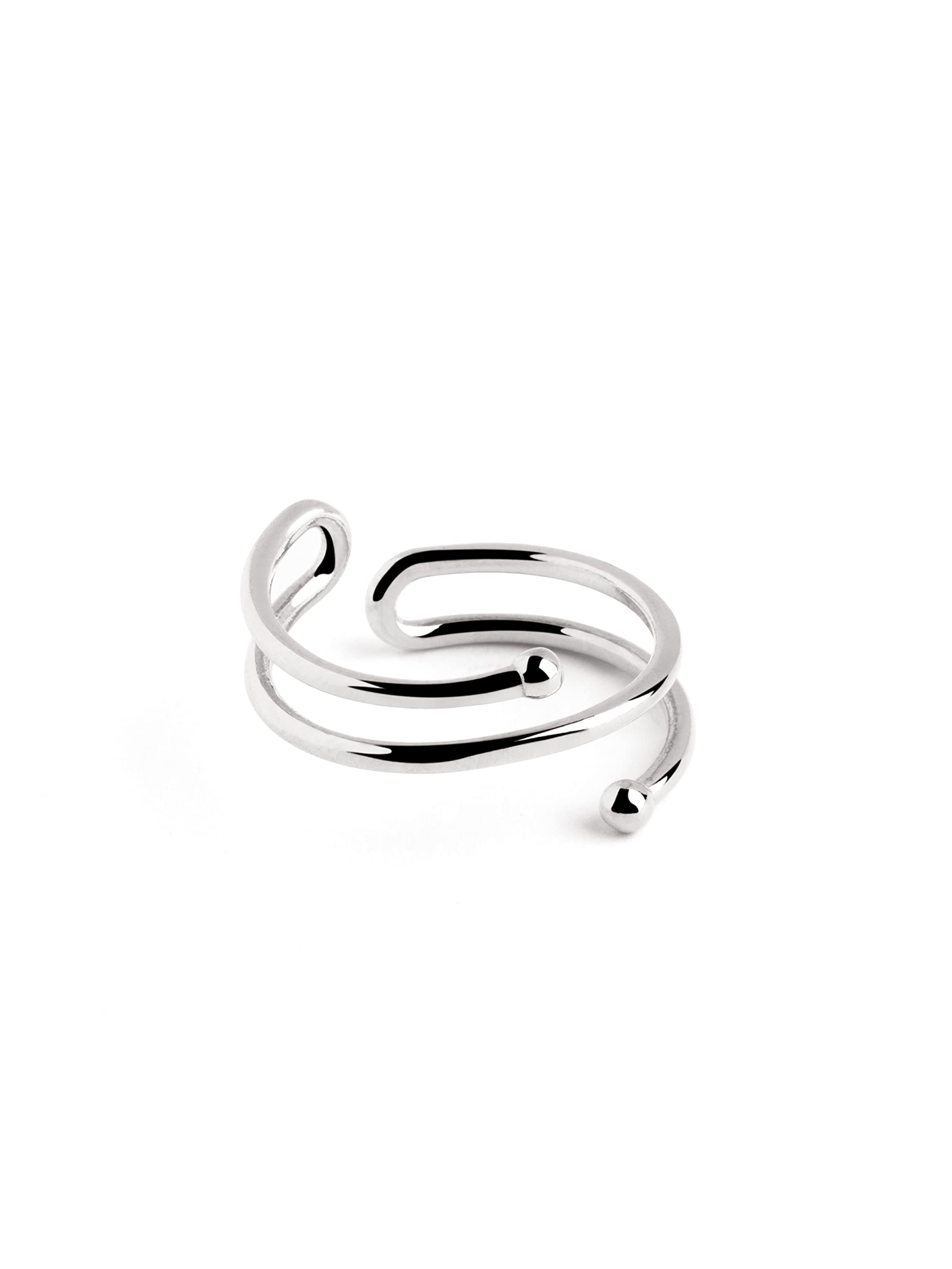 SINGULARU Anillo Double Dot - Anillo Ajustable - Plata de Ley 925 - Talla Unica - Varios Acabados - Joyas para Mujer - Hecho en España