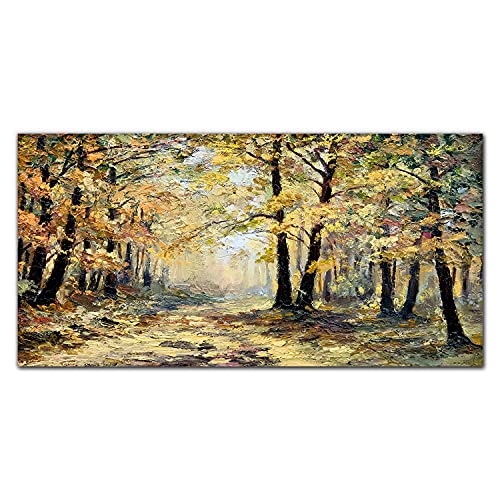 Décoration tableau en verre de luxe 100x50cm forêt d'automne haute définition