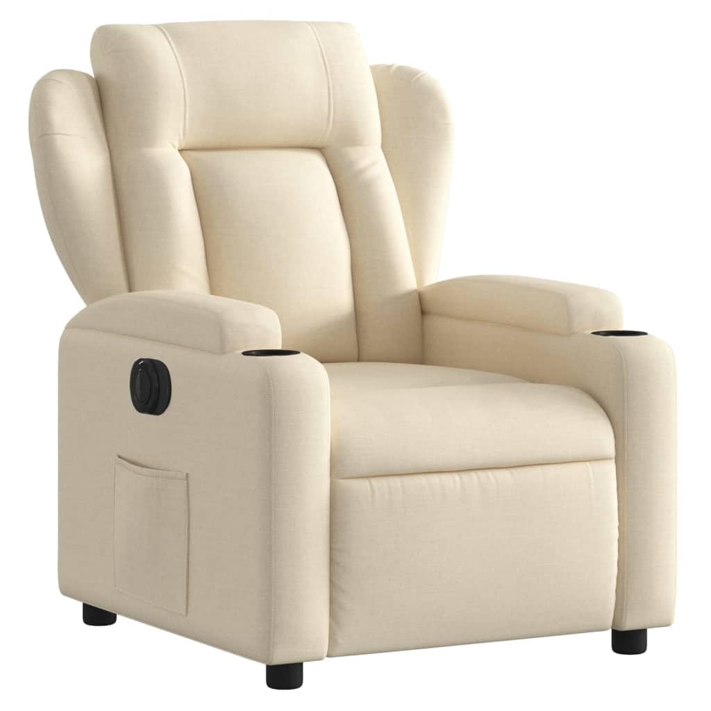 Homgoday Poltrona reclinabile elettrica Tessuto Crema, Poltrona Massaggio Elettrico Sala da Pranzo Casa, Divano Sedia Camera Camera da Letto Mobili, Mobili Decorazione Seduta, Ideale Persone Anziane