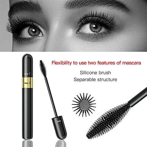 2 Brushes Mascara, 2 in 1 Mascara For Natural Lengthening And Thickening Effect,Waterproof Extra Long Lash Eyelashes,Thick,Voluminous Eyelashes, Long Lasting, Smudge-proofï¼1 Pcsï¼ - Image 4
