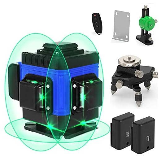 AIRSEE Self-Leveling Laser Level, 2020 Upgrade 3D Green Blue Beam 3x360 Cross Rechargeable 12 Line Laser with Remote Control –Three Plane Leveling Line Laser Level with Tripod Pivoting Base
