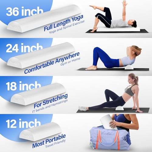 Image of Yes4All Medium Firm Half Foam Rollers for Post-Workout Relaxation, 12 /18 /24 /36 inch PE Foam Roll for Back Massage & Yoga Exercise