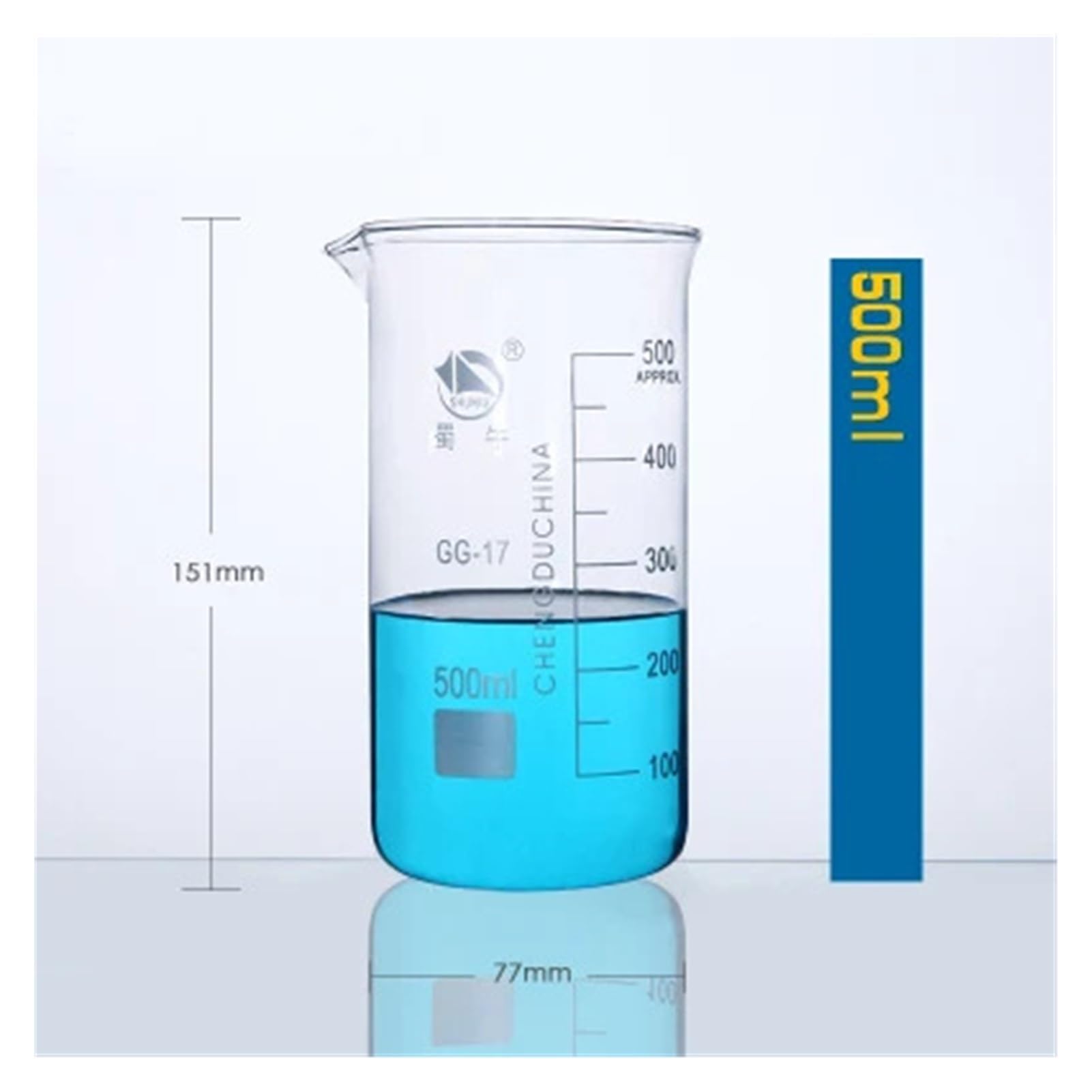 1 juego (100 ml, 250, 500, 1000 ml) de vasos graduados de vidrio de borosilicato en forma alta, vaso medidor de vidrio, equipo de laboratorio