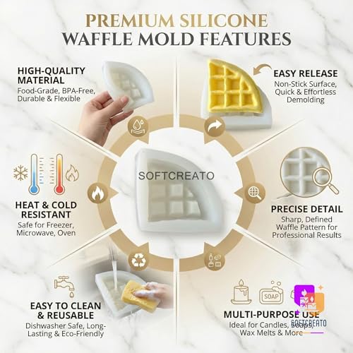 Image of Silicone Candle Mould Triangle Waffle Cake Slice | Decorative Dessert Shape | Candle Making Mould for Wax, Resin, Soap | Aesthetic Food Theme Craft (Waffle Triangle)