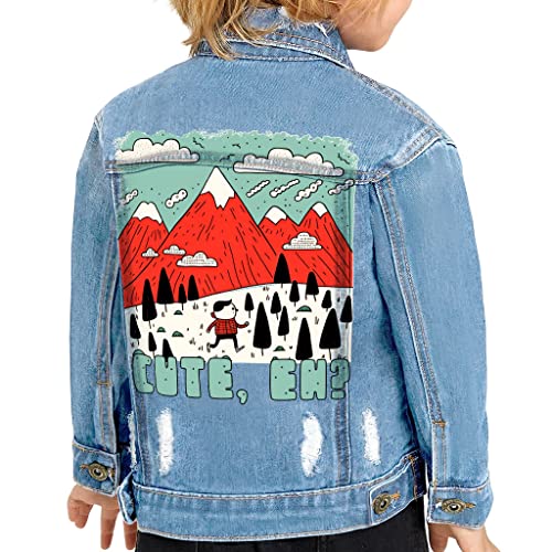 Cute Print Toddler Denim Jacket - Canada's Patriot Jean Jacket - Graphic Denim Jacket for Kids