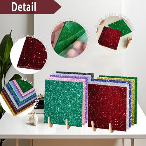 Image of Glitter Acrylic Sheets, Red+Green, 8 inchx8 inch, 2 Pack | 1 /8 in Thick, Cast Sparkly, For Laser Cutting, Engraving, Invitation Blanks