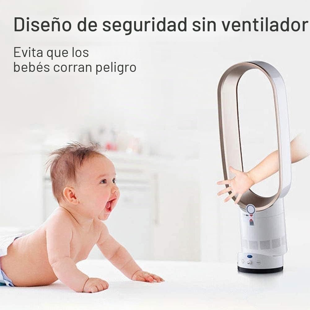Ventilador sin aspas, enfriador de aire con iones negativos, ventilador de torre con control remoto, diseño súper silencioso sin hojas para el hogar, oficina, dormitorio