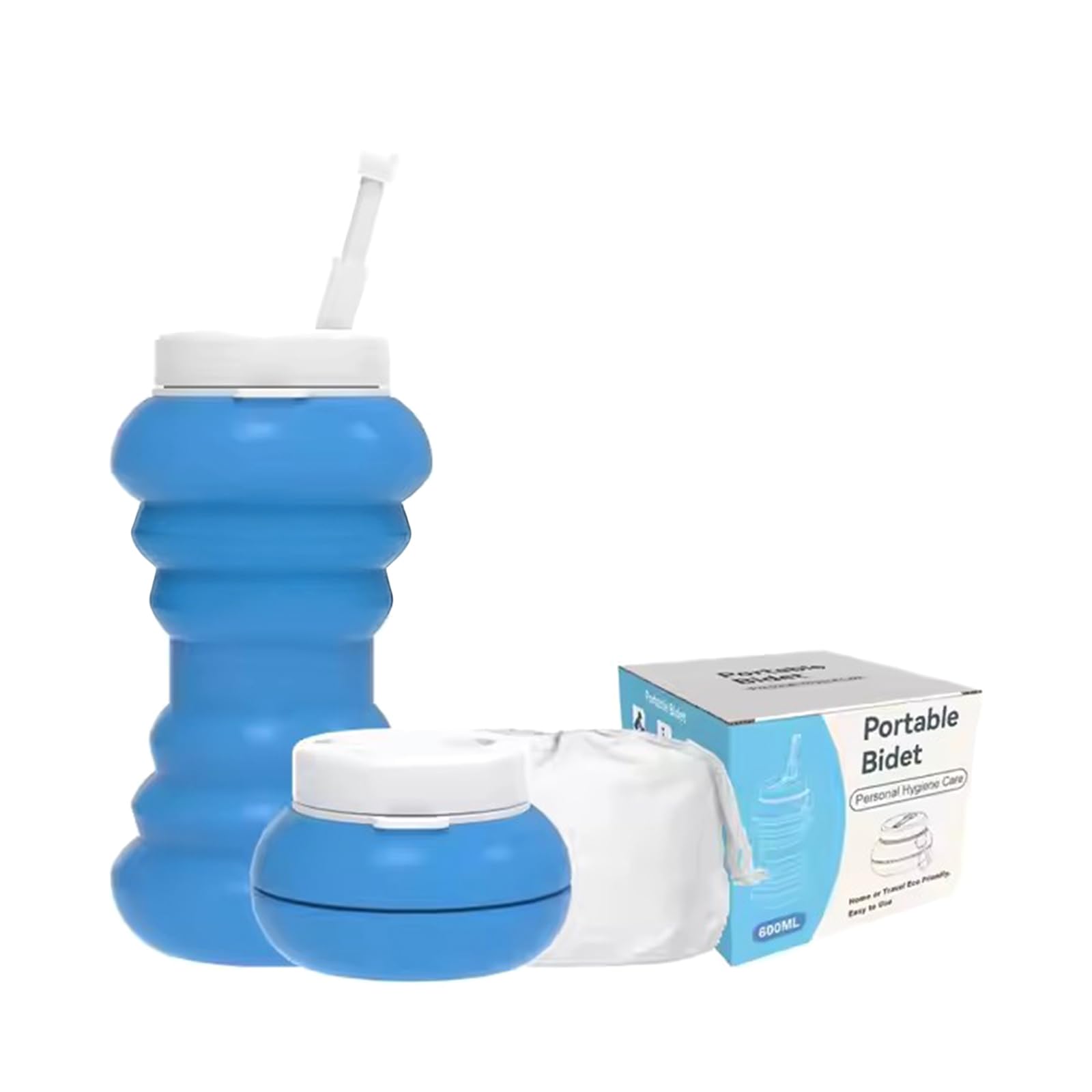Alksubbm Compact Silicone Bidet Sprayer 600ml Easy Carry Feminine Hygiene Daily Portable Bidet