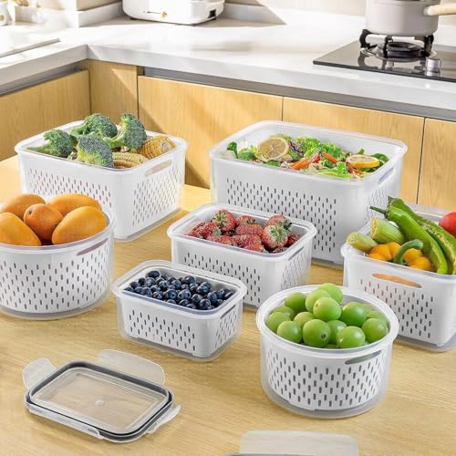 5-Pack Freshmage Large Fruit storage Containers w/ Removable Colander - image 9