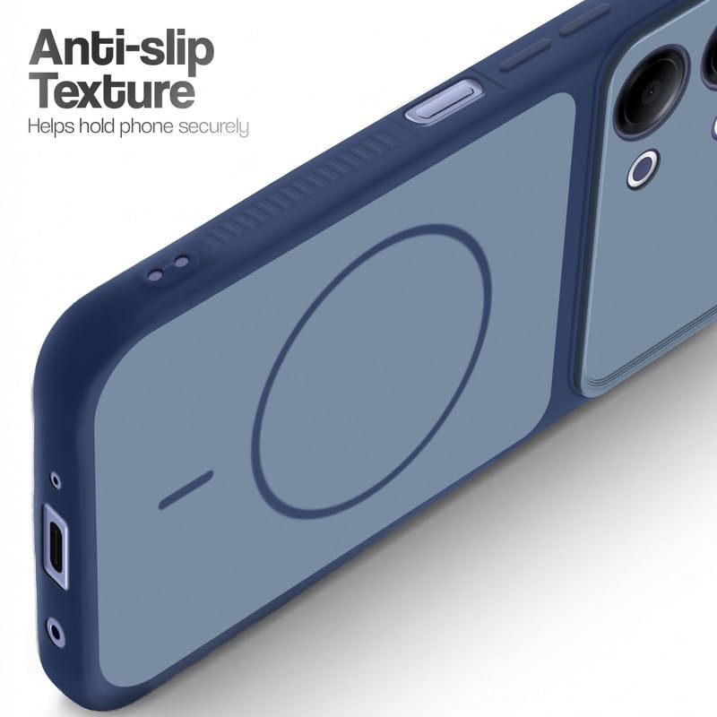 Image of Mr. Case Back Cover for Vivo Y11 5G | Ring Design Protective Case with Camera Cut Protection | Anti Slip Grip | Shockproof Mobile Cover - Blue