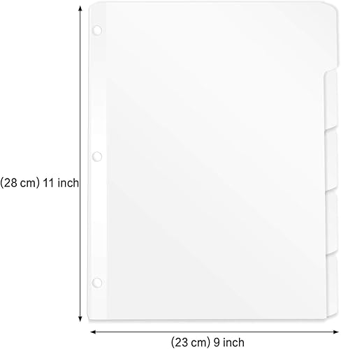 Miniatura 2 de HERKKA - Separadores de carpetas de 5 pestañas, separadores de carpetas de 3 anillos con borde reforzado, divisores de índice de sección perforada
