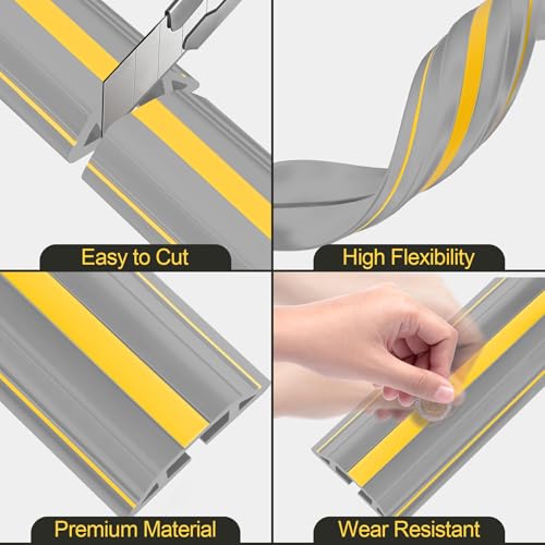 Image of MYFAMIREA 10FT Floor Cord Cover Heavy Duty Cable Cover Protector 3 Channels Extension PVC Floor Wire Cover Outdoor Cord Hider Management Cord Cover for Wire on Floor for Home Office Outdoor, Grey