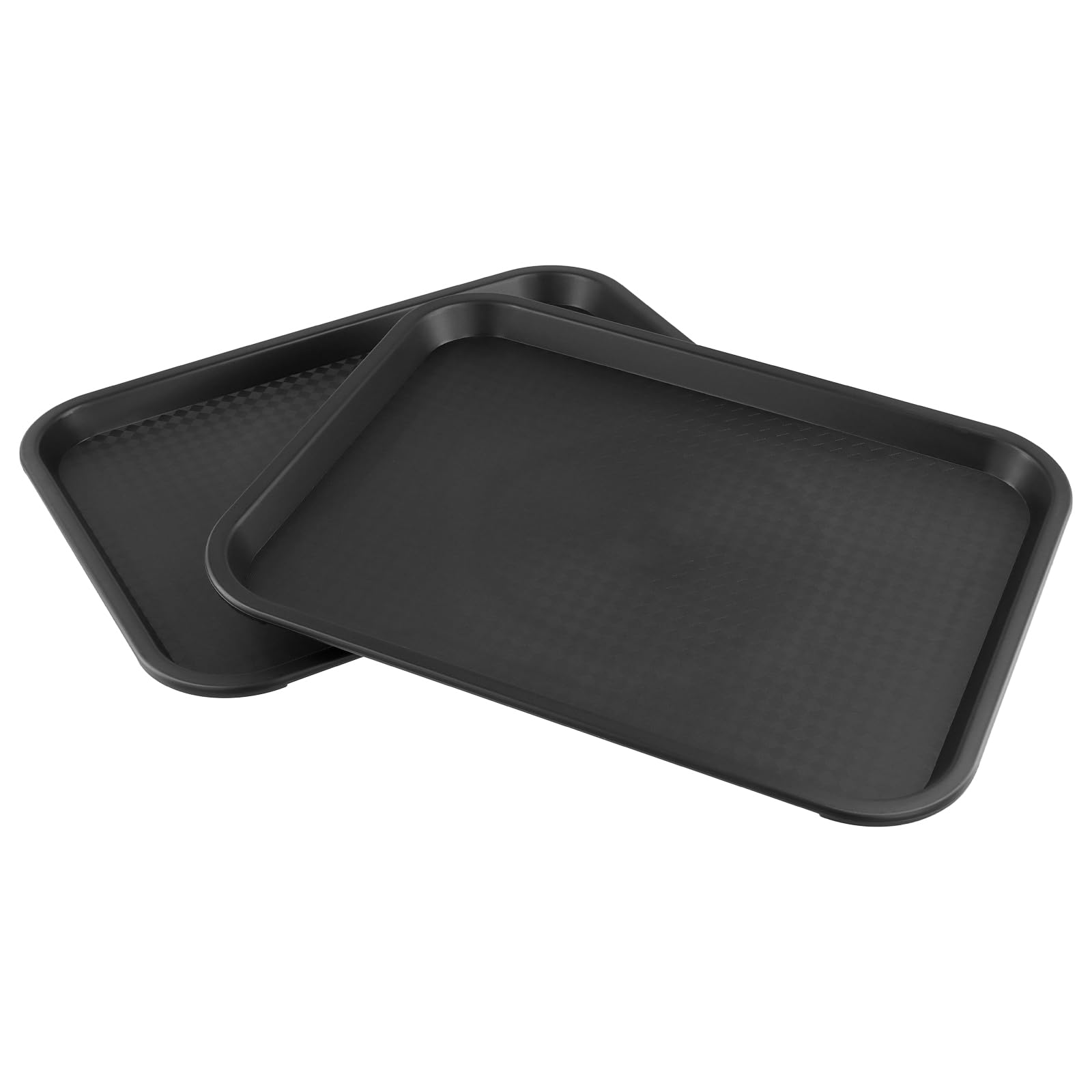 FUNSUEI 12 vassoi fast food, rettangolari, nero, 35 x 27 x 2,3 cm, in plastica per cucina, ristorante