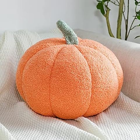 Halloween Pumpkin Throw Pillow, Stuffed Pumpkin Plush Toys, Soft Pumpkin Throw Pillow, Pumpkin Throw Pillow Cushion, 3D Pumpkin Throw Pillow for Thanksgiving, Car, Bedroom, Sofa , orange, 30CM Cover