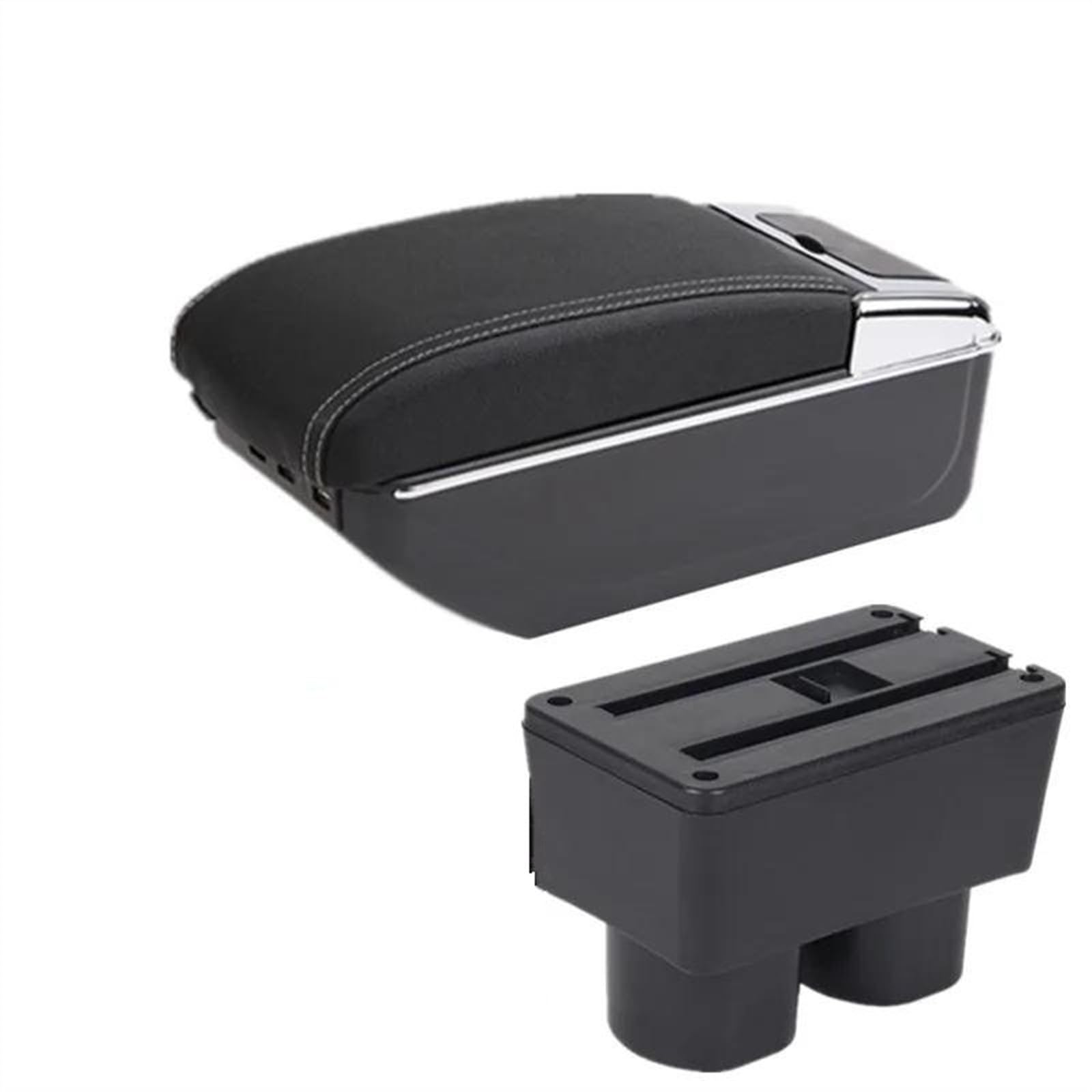 NOHEEU Car Armrest Special Storage Box Modification Parts For Tiida C11 For Latio For Sylphy For Versa(D white line 7USB)