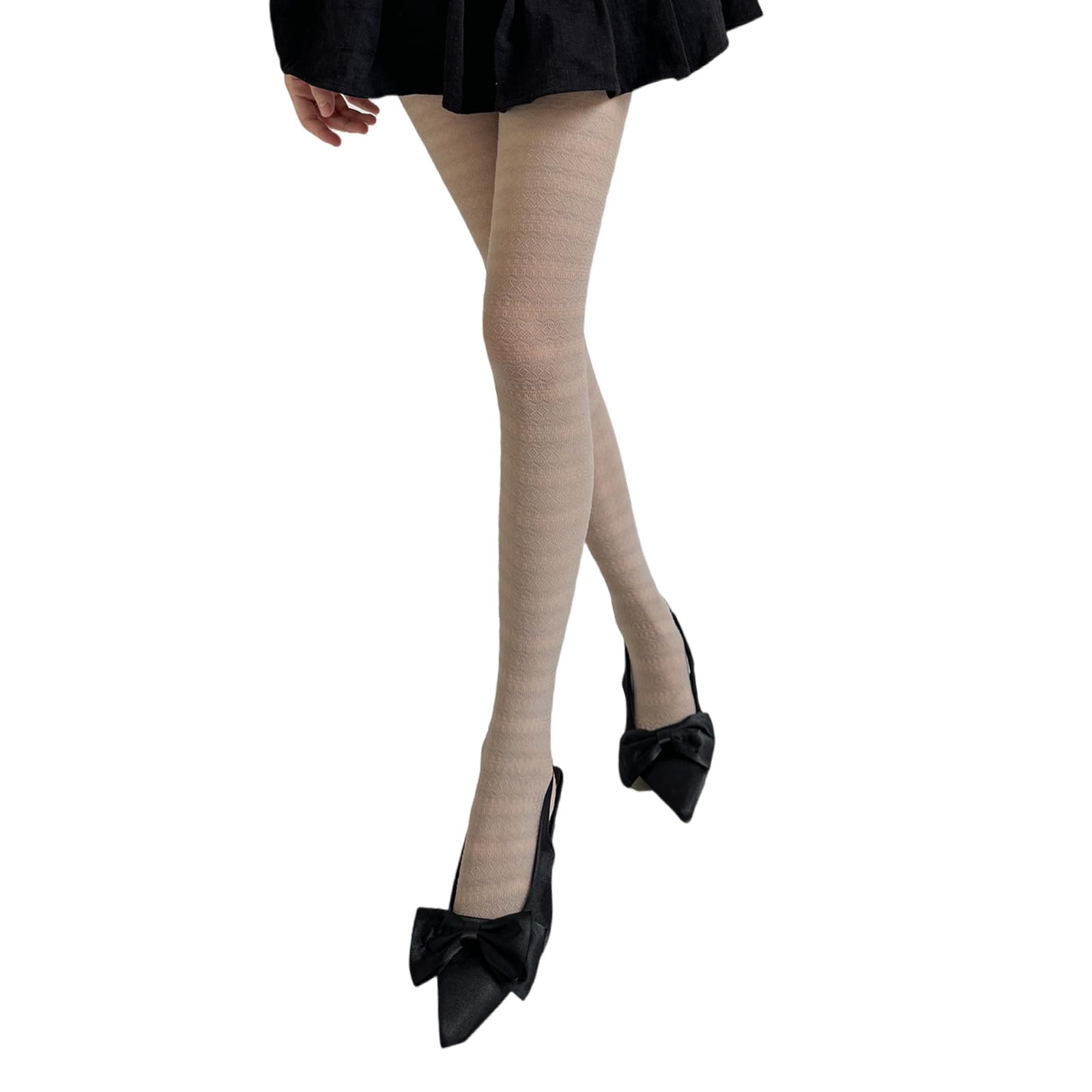 Alloneslife Women's Dark Grey Patterned Tights Fishnets Stockings Lace Pantyhose Stocking Leggings For Party Club(Dark Grey)