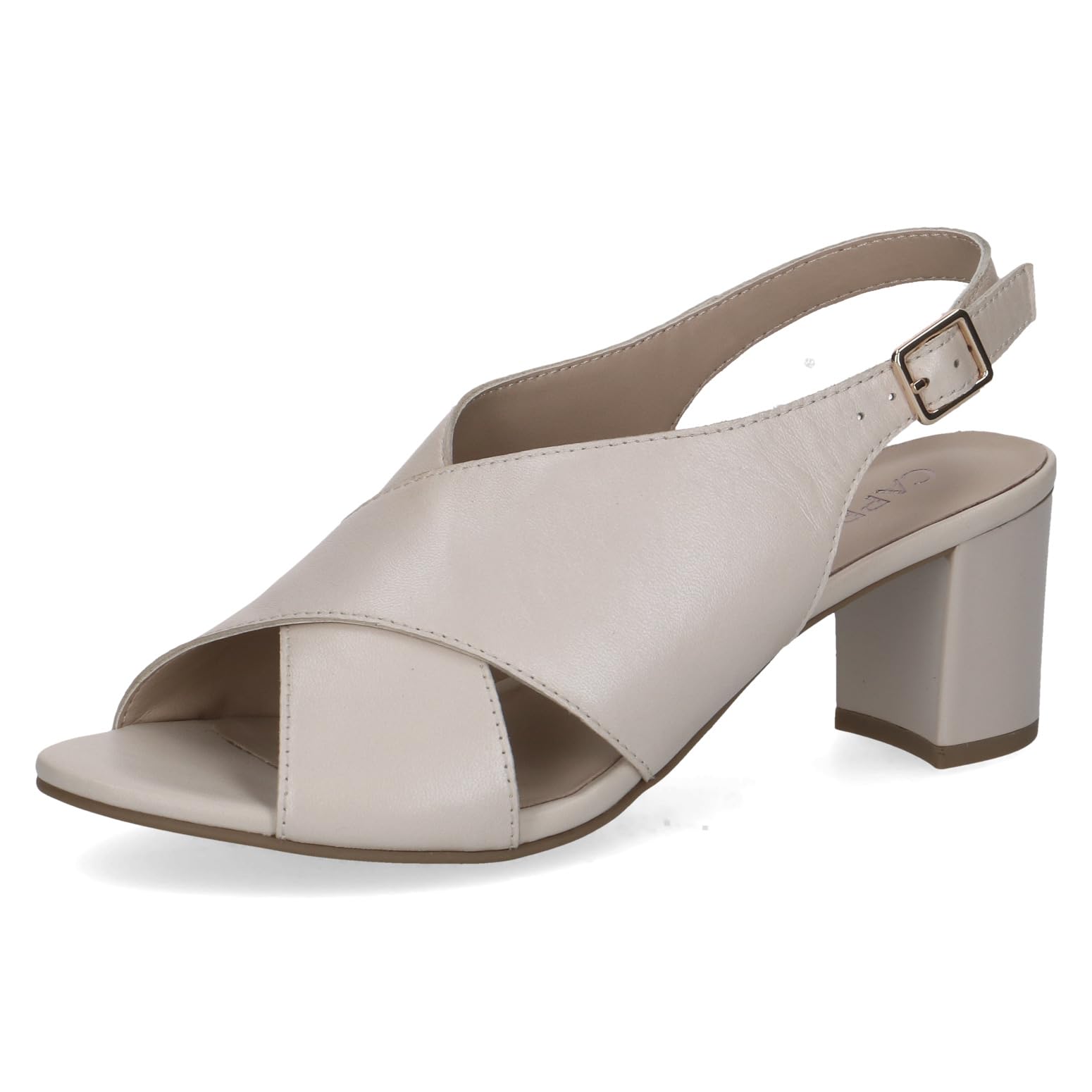 Caprice women's heeled sandal in leather, Beige (CREAM PERLATO), 6 UK