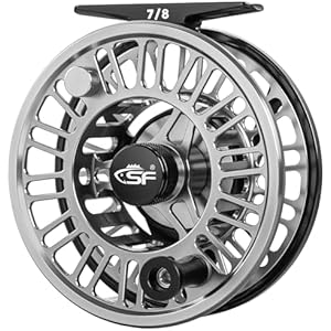 SF SF-003 Pro Fly Fishing Reel for Freshwater,CNC Precision Machining Process,Mid Arbor Design,Smooth Drag System,Lightweight Aluminum Body 7/8wt Gunmetal Gray & Black