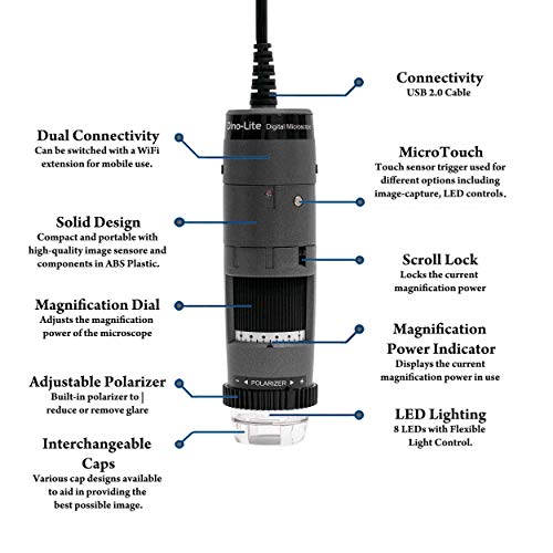 Image of Dino-Lite USB Handheld Digital Microscope AF4515ZTL - 1.3MP, 10x-140x Optical Magnification, Polarized Light, AMR, FLC, Long Working Distance