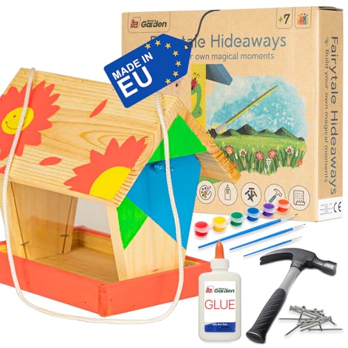 ITA DIY Futterhaus für Vögel zum Zusammenbauen und Bemalen FlybyFeeder - Vogelhaus Komplett Bausatz mit Hammer, Nägeln, Farben zum Bauen und Malen für Kinder - Bastelset für Jungen & Mädchen ITA DIY Futterhaus für Vögel zum Zusammenbauen und Bemalen FlybyFeeder - Vogelhaus Komplett Bausatz mit Hammer, Nägeln, Farben zum Bauen und Malen für Kinder - Bastelset für Jungen & Mädchen