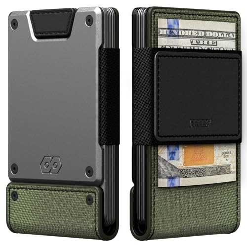 PROOF Wallet | Slim Minimalist Wallets for Men | Leather & Metal | RFID Wallet | Front/Back Pocket | Gift Box | Veteran Owned (Operator (1000D Nylon Black Leather | Satin Gun Metal))