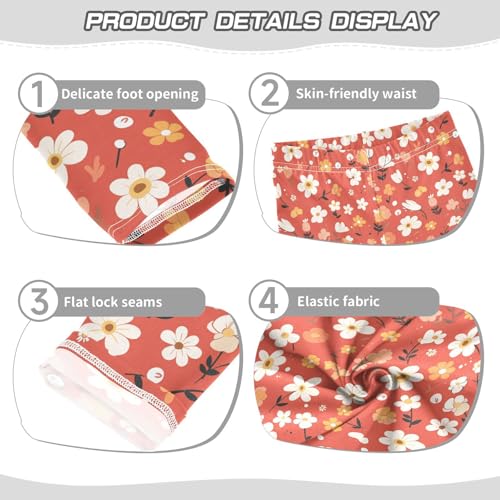 Floral Pattern Cute Simple Flowers Vermilion Kids Baby Girls Leggings Casual Full Length Leg Yoga Pants Sports3