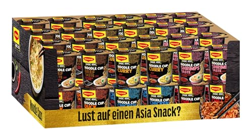 Maggi Magic Asia Noodle Cups, Sortimentsbox, Instant-Nudeln in 6 verschiedenen Geschmacksrichtungen, Leckere Fertiggerichte im praktischen Becher, 48er Pack (48 Becher)