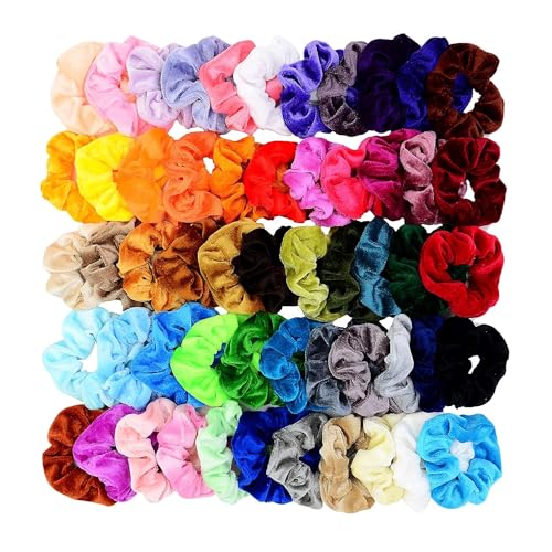 Chloven 55 Pcs Premium Velvet Hair Scrunchies Elastics Bobbles Hair Bands Scrunchy Hair Ties Ropes Scrunchies for Women Girls Accessories