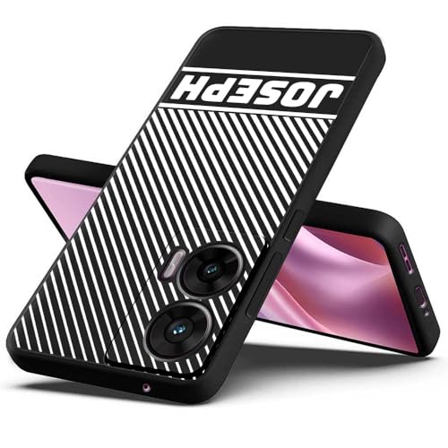 Image of Fashionury Back Cover Case for Motorola G96 5G / Motorola Edge 50 Fusion /Motorola G85 5G | Matte Soft Silicon Flexible | Camera Bump Protection | Name with Pattern | Get Your Name on Cover (Black)