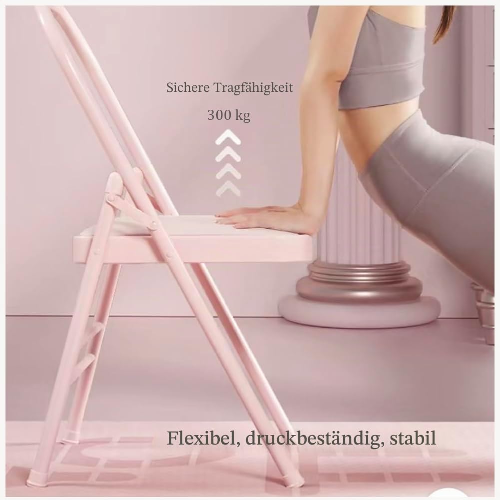 Pilates-Yoga-Stuhl, Iyengar-Hilfsstuhl, Yoga-Hilfsstuhl, rückenfrei, Yoga-Stuhl, rutschfest, stabil, langlebig, mit rutschfesten Fußbezügen (Rosa, Blau, Lila),Purple-Routine