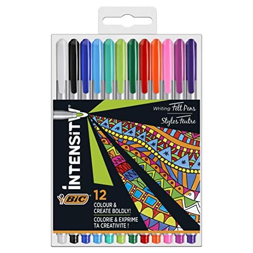 BIC Intesity Medium - Blíster de 12 unidades, rotuladores punta media (0,8 mm), colores surtidos – paquete de rotuladores para dibujar, colorear y escribir