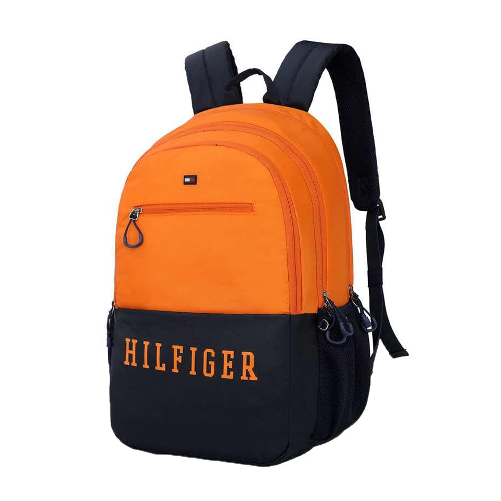 Tommy HilfigerBridger Polyester 31L Non Laptop Backpack For Unisex - Orange + Navy