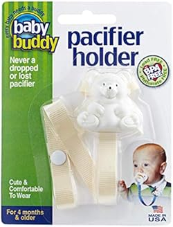 Baby Buddy Bear Pacifier Holder Clip Snaps To Paci, Teether, Toy, Clips To Baby’s Shirt, Pacifier Clip For Bab