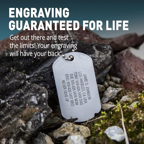 ROAD iD The Fixx ID Customized Military Dog Name Tag - WWII Style Personalized Dog Tag Necklace for Men, Women, Athletes, Army - Stainless Steel Chain Engraved Necklace Gifts3