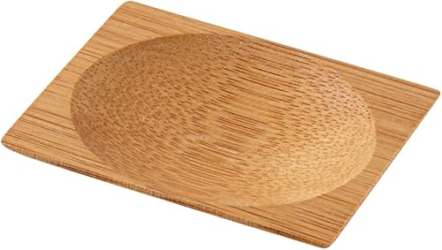 Vajilla de bambú desechable de 3 pulgadas, 100 platos de bambú rectangulares compostables biodegradables, con sangría redonda, platos de bambú